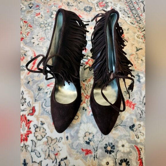 NWOT! Calvin Klein 'Pixy' Brown Suede Heels Size 7.5M - Picture 2 of 12
